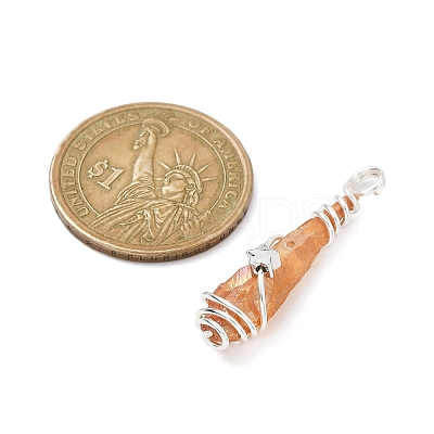Electroplated Raw Rough Natural Quartz Crystal Copper Wire Wrapped Pendants PALLOY-JF02413-02-1