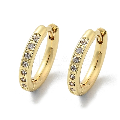 Brass Micro Pave Clear Cubic Zirconia Hoop Earrings EJEW-D311-145G-1