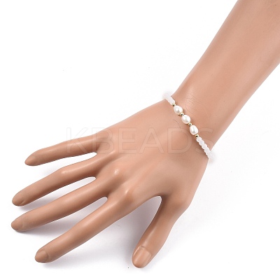 Faceted Glass Beaded Stretch Bracelets BJEW-JB05486-02-1