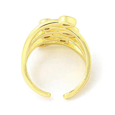 Real 18K Gold Plated Brass Micro Pave Clear Cubic Zirconia Open Cuff Rings LS-RJEW-G303-01D-G-1
