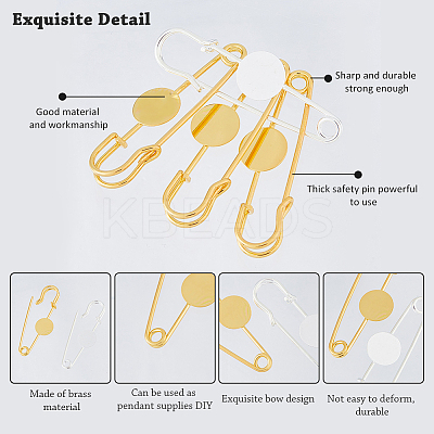 20Pcs 2 Colors Brass Safety Pins Brooch Findings KK-FH0007-85A-1