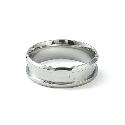 201 Stainless Steel Grooved Finger Ring Settings STAS-TAC0001-10F-P-1