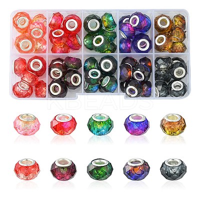 70Pcs 10 Colors Transparent Resin European Beads RPDL-YW0001-05-1