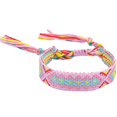 Polyester-cotton Braided Rhombus Pattern Cord Bracelet FIND-PW0013-001A-11-1