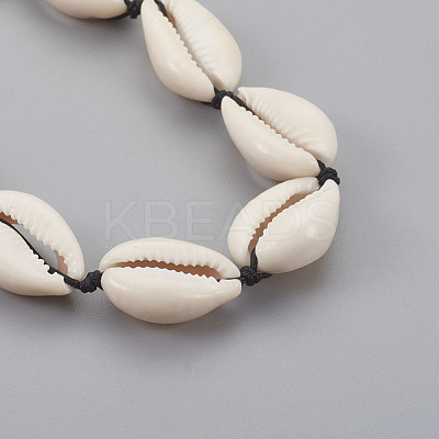 Cowrie Shell Beaded Necklaces X-NJEW-JN02293-1