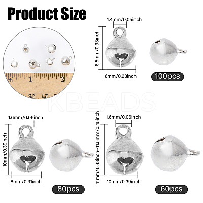 240Pcs 3 Styles Brass Christmas Bell Charms KK-CA0002-57S-1