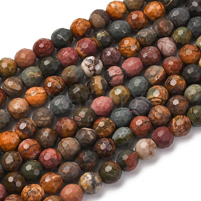 Natural Polychrome Jasper/Picasso Stone/Picasso Jasper Beads Strands G-E571-25A-1