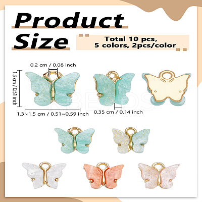 10Pcs 5 Colors Alloy Charms RESI-LP0001-26-1