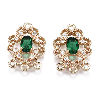 Brass Micro Pave Clear Cubic Zirconia Chandelier Component Links KK-S359-165-A02-RS-1