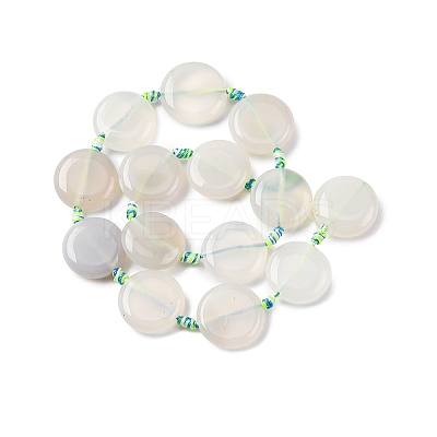 Natural Striped Agate/Banded Agate Coin Beads Strands G-NH0040-01A-1