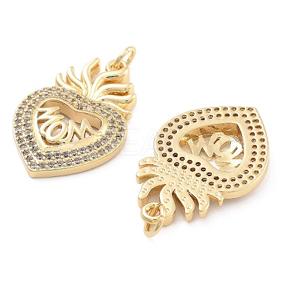 Brass Pave Cubic Zirconia Pendants KK-U009-10B-G-1