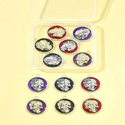 12Pcs 6 Colors Alloy Enamel Pendants FIND-FS0003-81-1