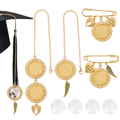 DIY Brass Graduation Cap Photo Pendant Decoration & Stainless Steel Brooches Making Kits HJEW-GA00052-01-1