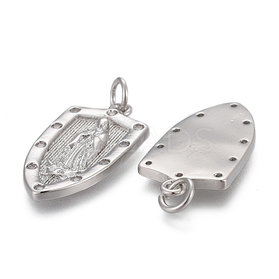 Brass Micro Pave Clear Cubic Zirconia Pendants KK-F821-17P-1