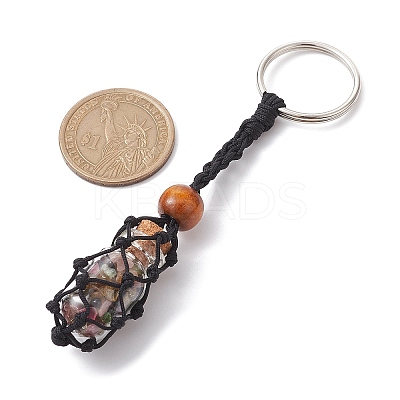 Natural & Synthetic Gemstone Wishing Bottle Keychain KEYC-JKC00726-1