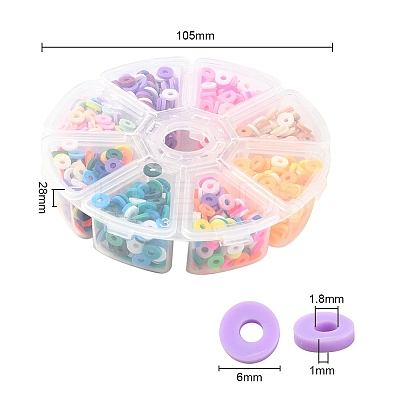 1200Pcs 8 Colors Handmade Polymer Clay Beads CLAY-YW0001-15C-1