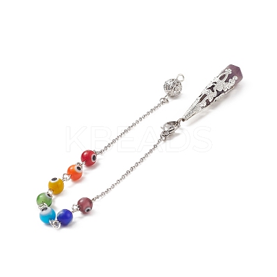 Mixed Natural Gemstone Pointed Drowsing Pendulums PALLOY-JF01991-1