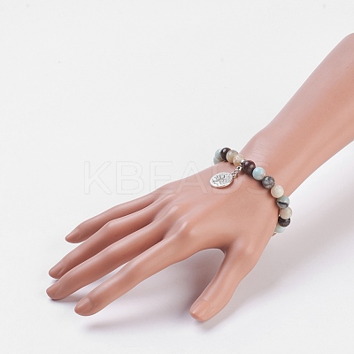 Natural Flower Amazonite Stretch Bracelets BJEW-JB03771-02-1