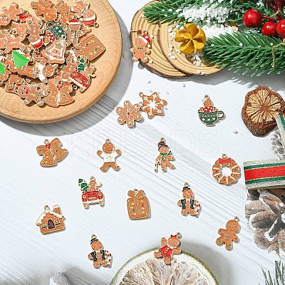 50Pcs 25 Styles Christmas Theme Alloy Enamel Pendants ENAM-YW0006-24-1