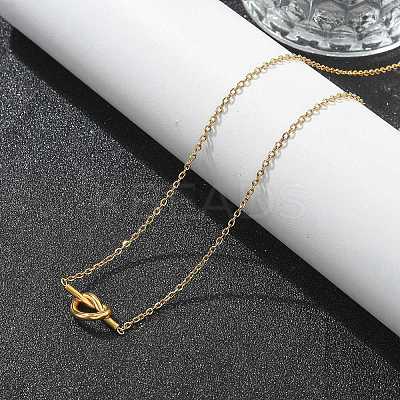 Knot 304 Stainless Steel Pendant Necklaces & Bracelets & Stud Earrings Sets for Women SJEW-C004-16G-1
