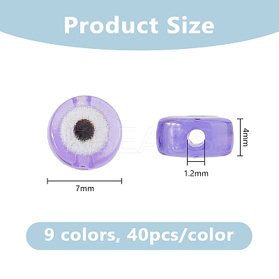 360Pcs 9 Colors Transparent & Printed Acrylic Beads OACR-DC0001-40-1