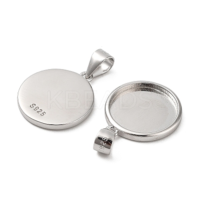 Anti-Tarnish Rhodium Plated 925 Sterling Silver Pendant Cabochon Settings STER-I017-017P-1