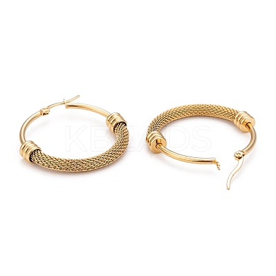 304 Stainless Steel Mesh Hoop Earrings EJEW-O096-09C-G-1
