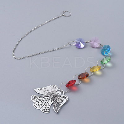 Chandelier Suncatchers Prisms Octogon Glass Chakra Hanging Pendant AJEW-G025-C05-1
