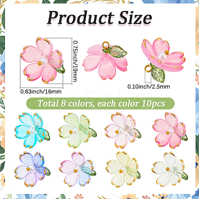 80Pcs 8 Colors Transparent Acrylic Pendants OACR-BM0001-07-1
