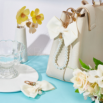 2Pcs 2 Styles Zinc Alloy with Plastic and Polyester Keychain KEYC-BBC0001-03-1