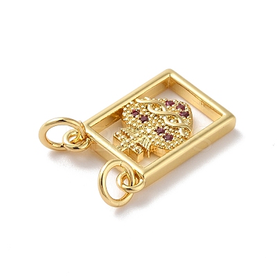 Rack Plating Brass Micro Pave Cubic Zirconia Pendants KK-E281-17G-1