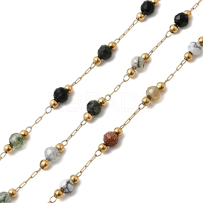 Handmade Gemstone Beads & 316 Stainless Steel Round Link Chains CHS-L033-07G-01-1