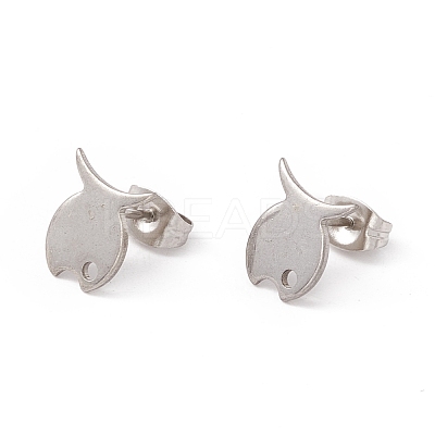 Non-Tarnish 201 Stainless Steel Stud Earring Findings with Hole EJEW-A071-11B-P-1