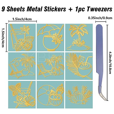 Nickel Metal Waterproof Self-Adhesive Picture Stickers DIY-WH20016-058-1