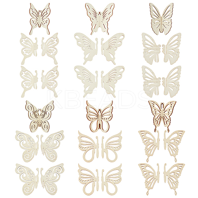 7Sets 3 Styles Unfinished Wood Butterfly Cutouts WOCR-OC0001-04-1