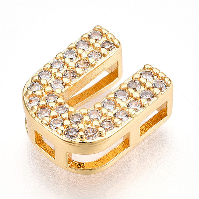 Brass Micro Pave Cubic Zirconia Charms KK-N254-217G-U-1