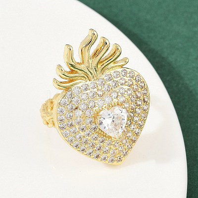 Brass Micro Pave Clear Cubic Zirconia Cuff Rings RJEW-P155-04B-G-1