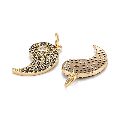 Brass Micro Pave Black Cubic Zirconia Pendants ZIRC-P086-32G-1