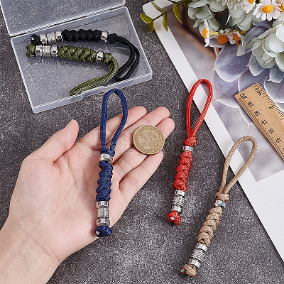 Umbrella Cord Polyester & Spandex Rope Keychain Carabiner HJEW-UN00092-1