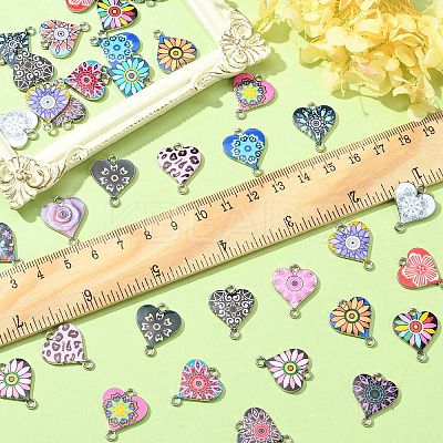 42Pcs 21 Styles Alloy Enamel Connector Charms ENAM-CJ0004-42-1