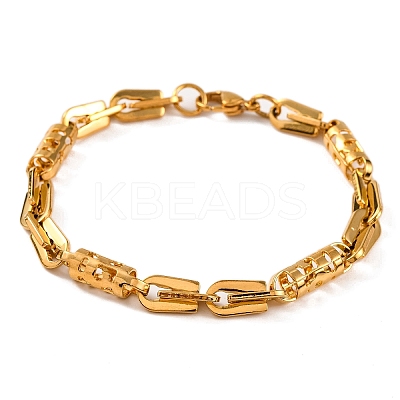 PVD Vacuum Plating 201 Stainless Steel Link Chain Bracelets BJEW-B078-84G-1