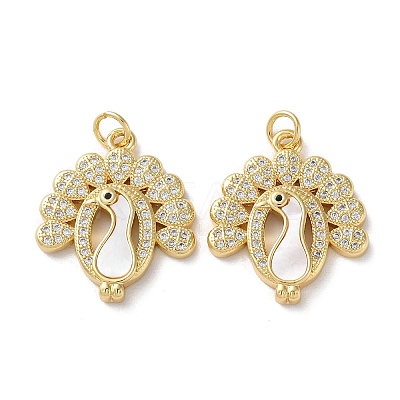 Brass Micro Pave Clear Cubic Zirconia Pendants KK-B083-33C-G-1