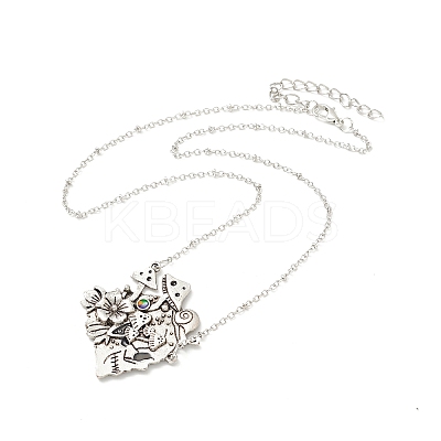 Enamel Skull with Mushroom Pendant Necklace LS-NJEW-G056-01AS-1
