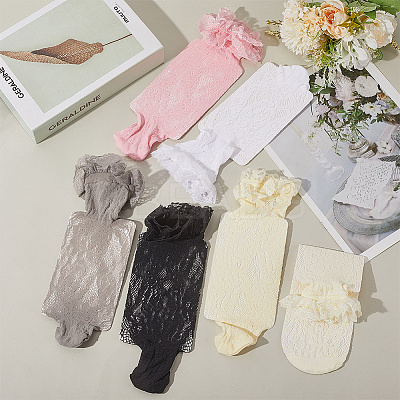 8 Pairs 6 Colors Nylon Women's Socks AJEW-CN0004-36-1