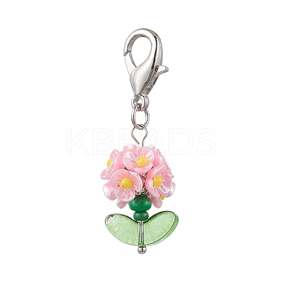 Resin & Glass Beaded Pendant Decorations HJEW-MZ00169-05-1