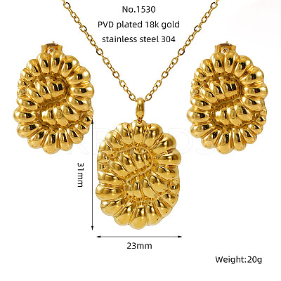 304 Stainless Steel Pendant Necklaces & Stud Earrings FS-WG14082-03-1