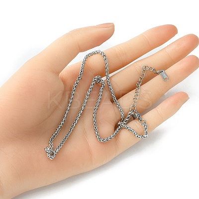 304 Stainless Steel Wheat Chain Necklace for Men Women NJEW-YW0001-17-1