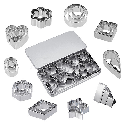 30Pcs 10 Styles Stainless Steel Cookie Cutters DIY-WH0591-098-1