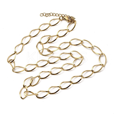 304 Stainless Steel Teardrop Link Chain Necklaces for Women Men NJEW-A058-02G-1