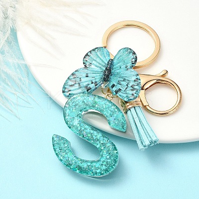 Resin & Acrylic & Faux Suede Tassel Keychain X1-KEYC-YW00119-19-1